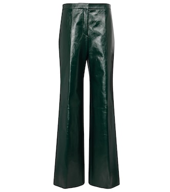 Pantalon évasé à taille haute en cuir | Jil Sander