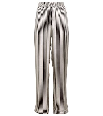 Striped satin high-rise pants | Victoria Beckham
