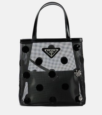 Verzierte Tote Small aus Mesh und Leder | Prada