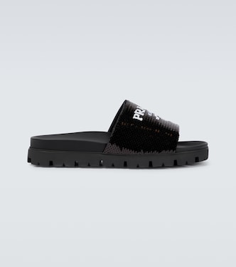 Leather logo slides | Prada