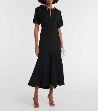 Asymmetric wool-blend crêpe maxi dress | Victoria Beckham