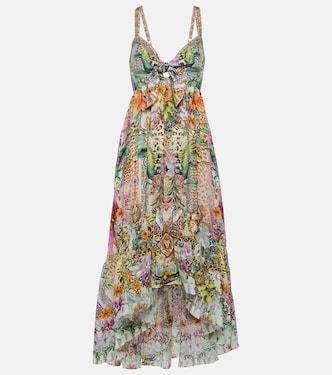 Vestido midi asimétrico de seda estampado | Camilla