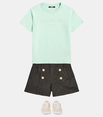 Shorts en mezcla de algodón con botones | Balmain Kids