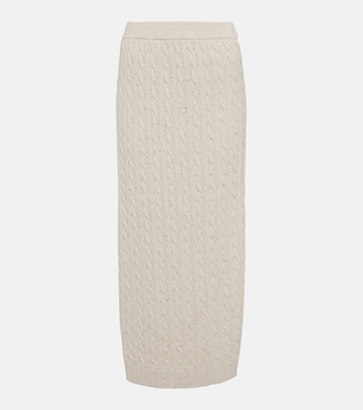 Gonna midi in maglia di misto cotone | Brunello Cucinelli