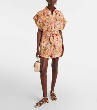 Barboteuse Golden en lin à fleurs | Zimmermann
