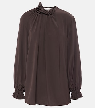 Ruffled silk crêpe de chine top | Victoria Beckham