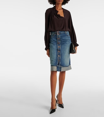 Ruffled silk crêpe de chine top | Victoria Beckham