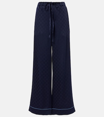 Pantalones anchos de satén con GG | Gucci