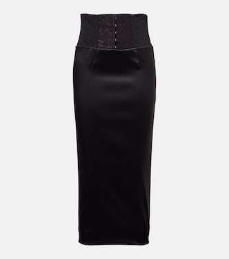 Falda midi de satén con corsé | Dolce&Gabbana