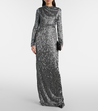 亮片垂褶加长连衣裙 | Erdem