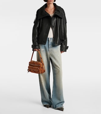 Double-breasted leather jacket | Acne Studios