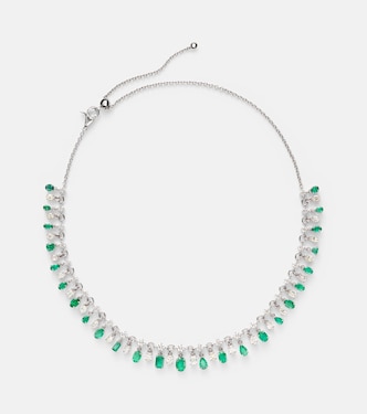 18kt white gold necklace with emeralds and diamonds | Kamyen