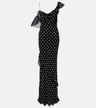 Polka-dot ruffled georgette gown | Self-Portrait