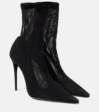 Ankle Boots Lollo aus Leder mit Spitze | Dolce&Gabbana