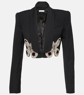 Verzierter Cropped-Blazer aus Wolle | Area