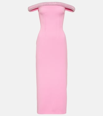 Vestido midi de cady con cristales | David Koma
