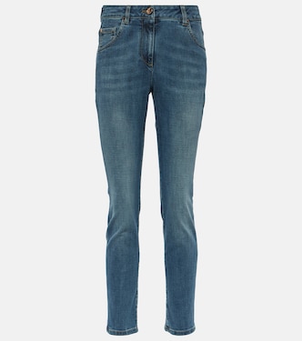 Jeans skinny cropped de tiro alto | Brunello Cucinelli