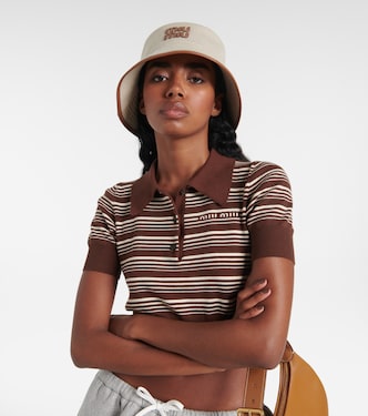 Cappello da pescatore in canvas con logo | Miu Miu