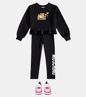 Leggings in misto cotone con logo | Moschino Kids