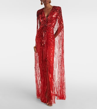 Gold Rush sequined caped gown | Jenny Packham