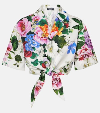 Chemise raccourcie en coton à fleurs | Dolce&Gabbana