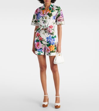 Chemise raccourcie en coton à fleurs | Dolce&Gabbana