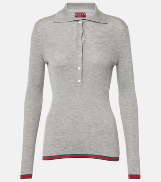 Polopullover Web Stripe aus Kaschmir und Seide | Gucci