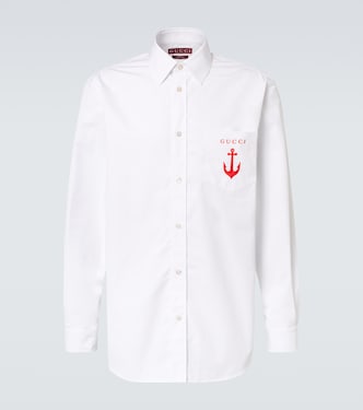 Embroidered logo cotton poplin shirt | Gucci