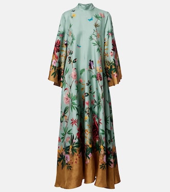 Magnifico floral silk twill maxi dress | La DoubleJ