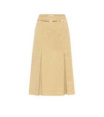 Falda midi de lino y algodón | Victoria Beckham
