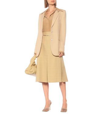 Falda midi de lino y algodón | Victoria Beckham