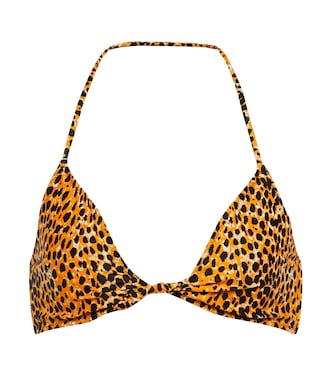 Leopard print halterneck bikini top | Ganni