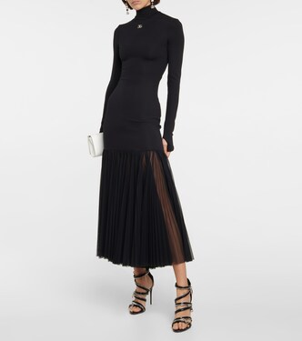 Tulle-trimmed turtleneck midi dress | Dolce&Gabbana