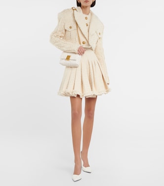 Giacca cropped in tweed di misto cotone | Balmain