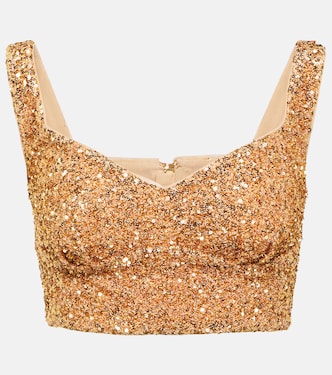 Cropped-Top mit Pailletten | Self-Portrait