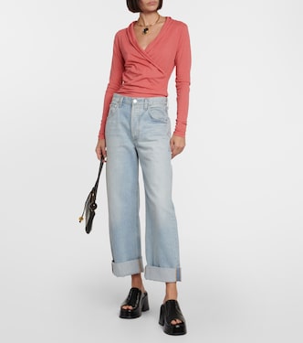 Meri cotton-blend wrap top | Velvet