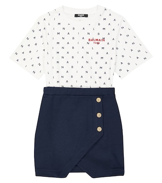 Bedrucktes Kleid aus Baumwoll-Jersey | Balmain Kids