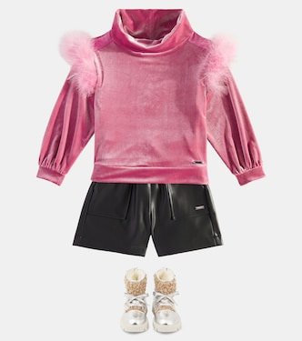 Sudadera con ribete de plumas | Monnalisa
