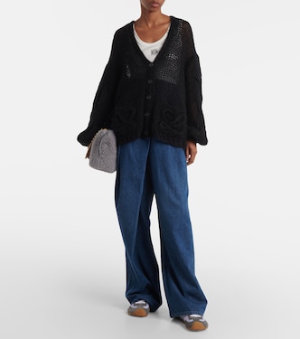 Anagram open-knit mohair-blend cardigan | Loewe
