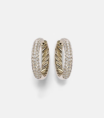DY Mercer® 18kt gold hoop earrings with diamonds | David Yurman