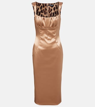 Pleated satin midi dress | Dolce&Gabbana
