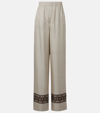 Valerio printed silk twill wide-leg pants | Loro Piana