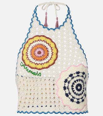 Elma crochet embroidered cotton crop top | Alémais