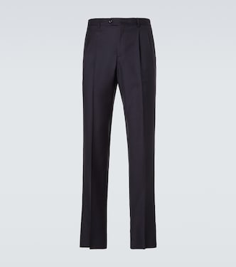 Pleated virgin wool straight pants | Rubinacci