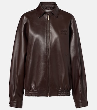 Logo leather jacket | Miu Miu