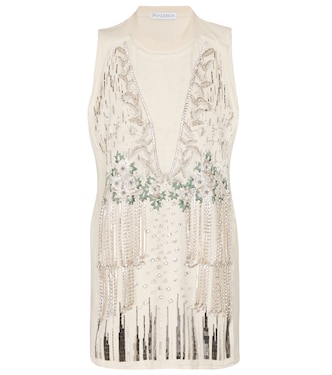 Embellished cotton and silk tank top | JW Anderson