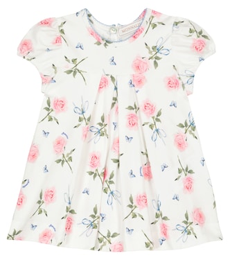 Bebé - vestido de algodón con estampado de rosas | Monnalisa