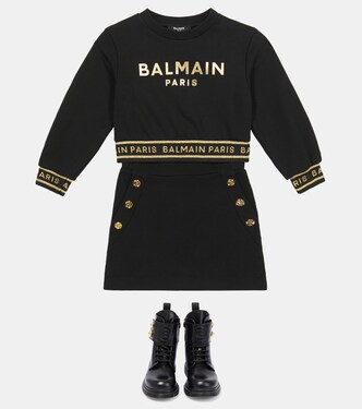 Logo leather ankle boots | Balmain Kids