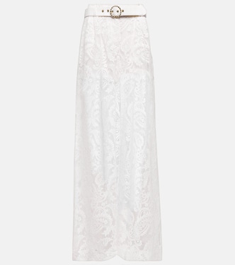 Pantalon ample à taille haute brodé en coton mélangé | Zimmermann