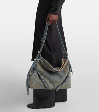 Borsa a spalla Voyou Medium in denim | Givenchy